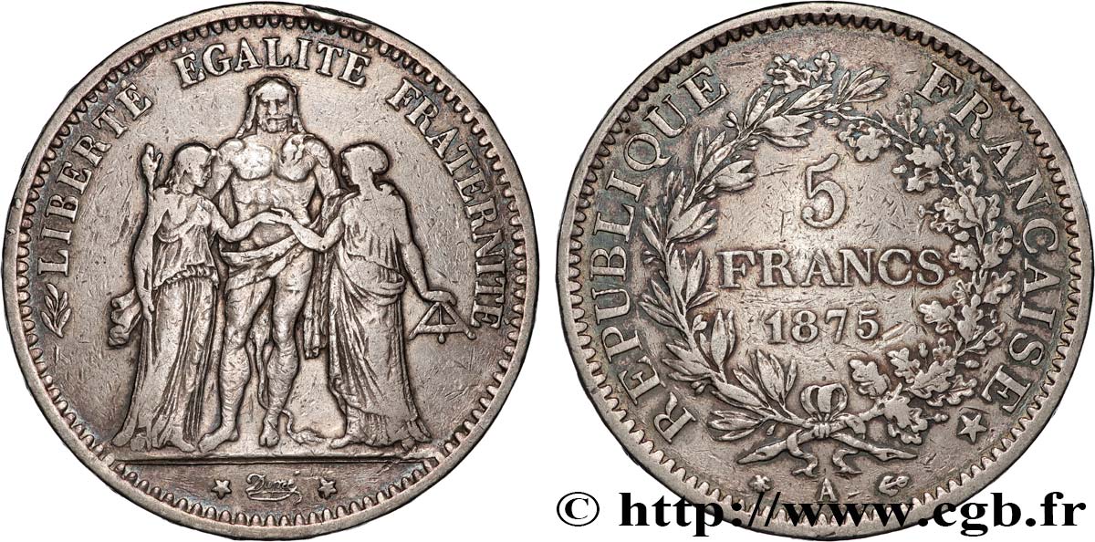5 francs Hercule 1875 Paris F.334/14 MB 