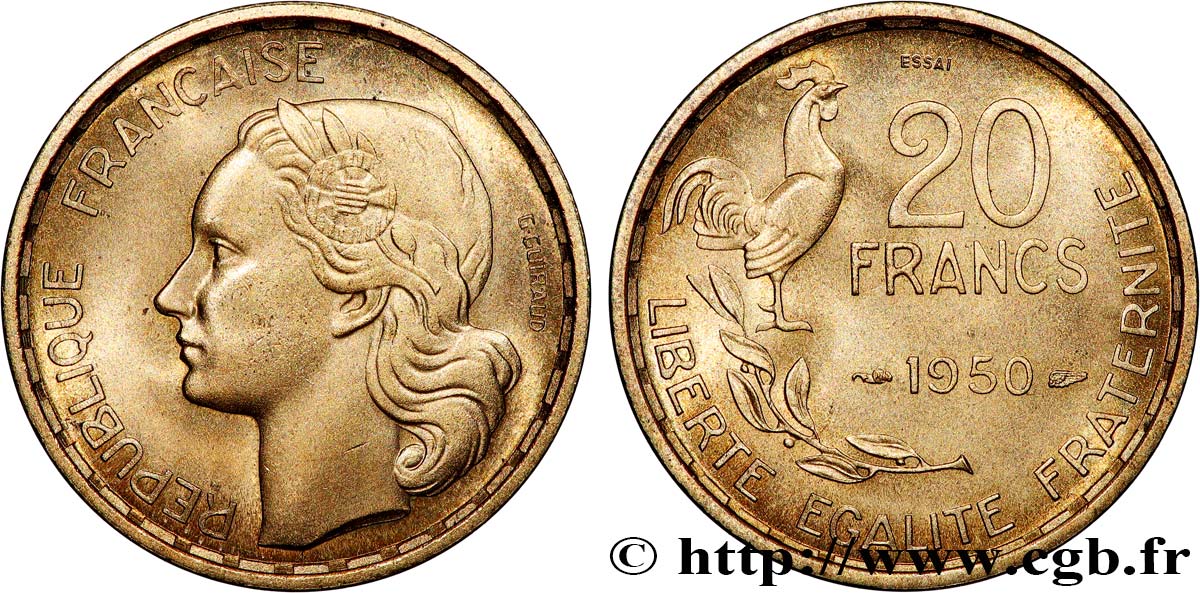 Essai de 20 francs G. Guiraud 1950 Paris F.402/1 SPL64 