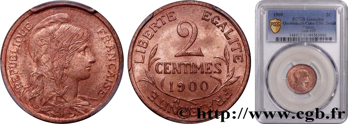 2 centimes Daniel-Dupuis 1900 Paris F.110/4 MS PCGS