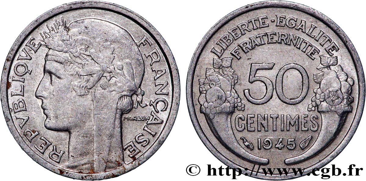 50 centimes Morlon, légère 1945  F.194/5 SUP 