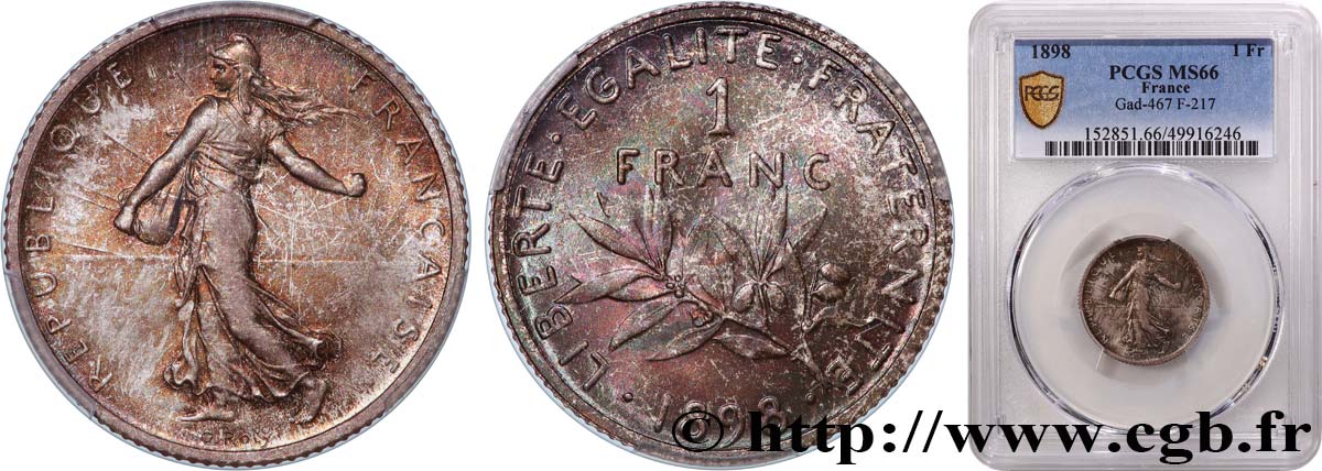 1 franc Semeuse 1898 Paris F.217/1 FDC66 PCGS