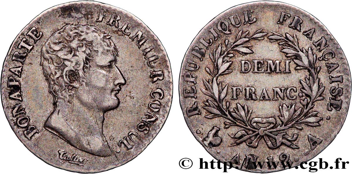 Demi-franc Bonaparte Premier Consul 1804 Paris F.173/2 fSS 