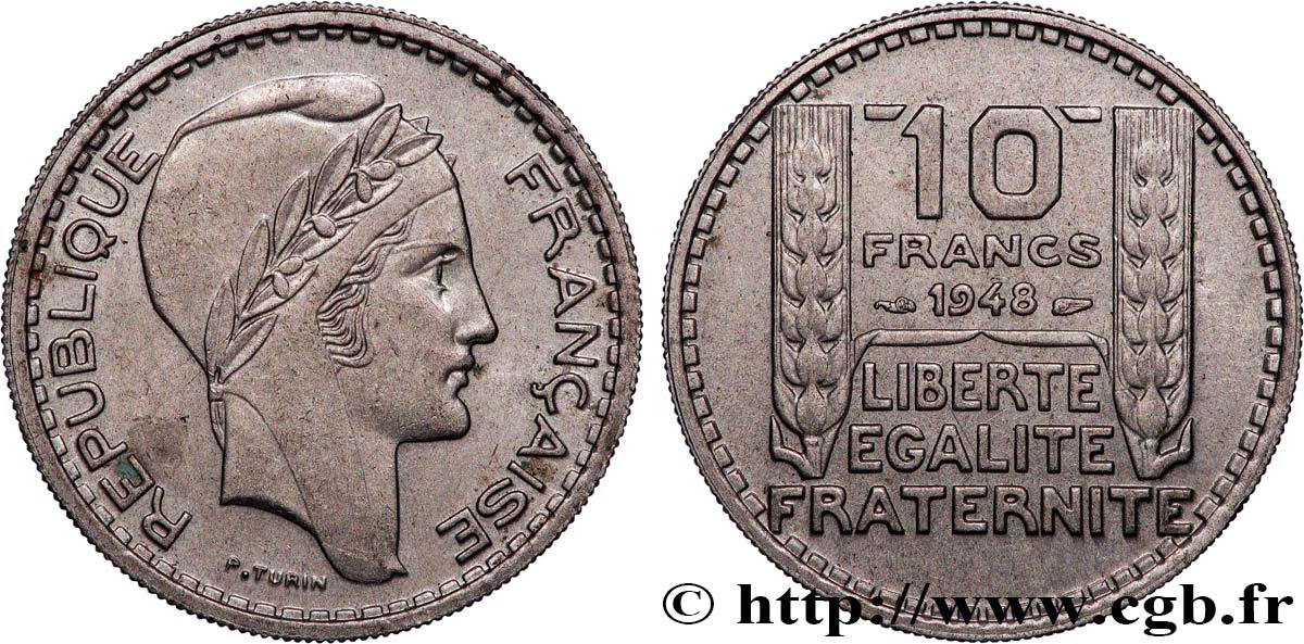 10 francs Turin, petite tête 1948  F.362/3 SPL+ 