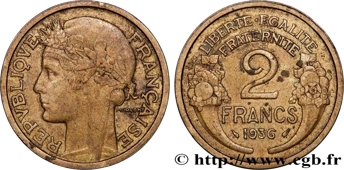 2 francs Morlon 1936  F.268/9 TTB+ 