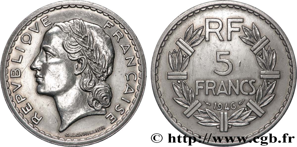 5 francs Lavrillier, aluminium 1946  F.339/6 SPL 