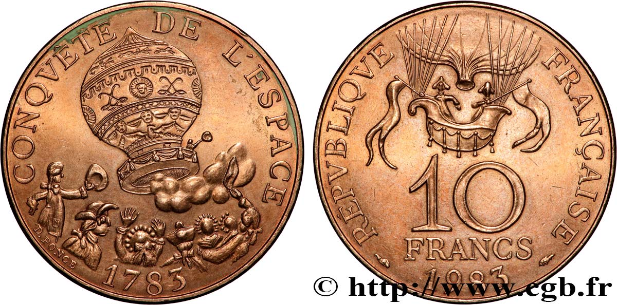 10 francs Conquête de l’Espace 1983  F.367/2 MS 