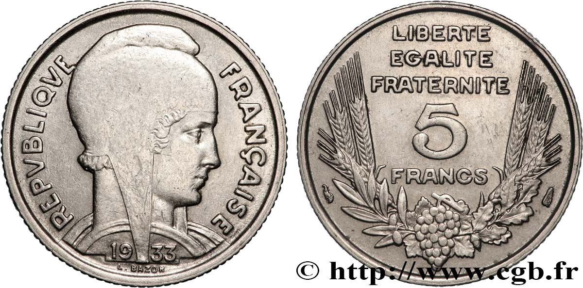 5 francs Bazor 1933  F.335/2 BB 