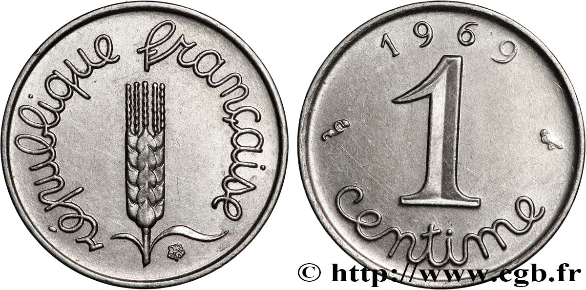 1 centime Épi, queue longue 1969 Paris F.106/18 AU58 