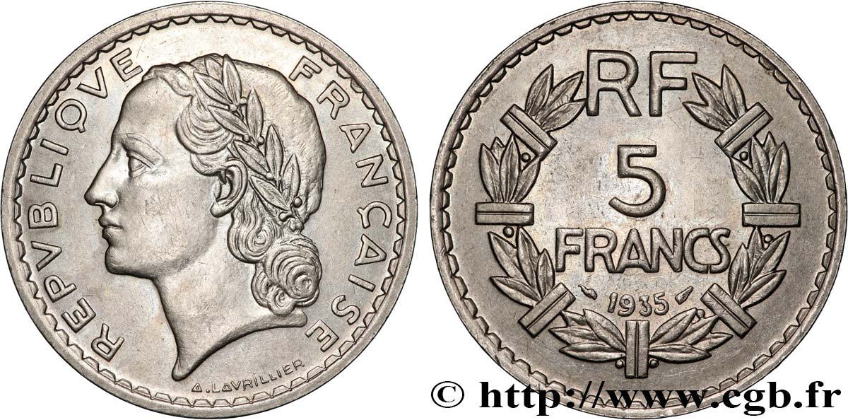 5 francs Lavrillier, nickel 1935  F.336/4 AU 