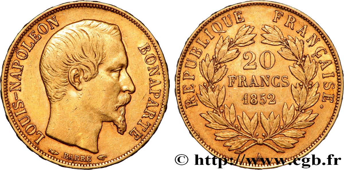 20 francs or Louis-Napoléon 1852 Paris F.530/1 TTB 