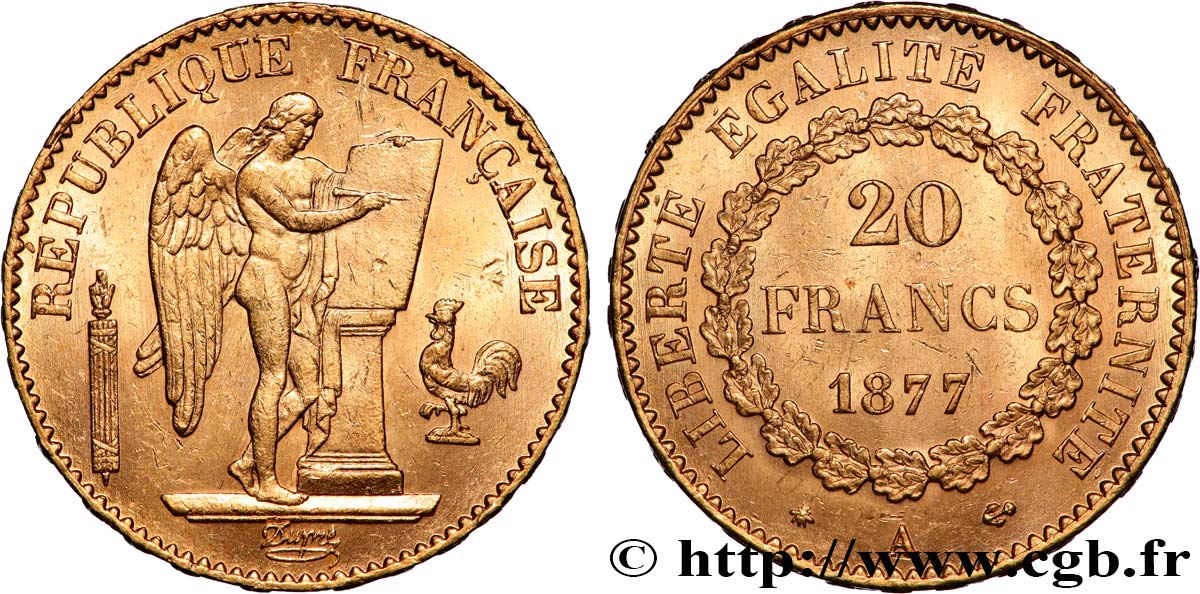 20 francs or Génie, Troisième République 1877 Paris F.533/5 VZ 