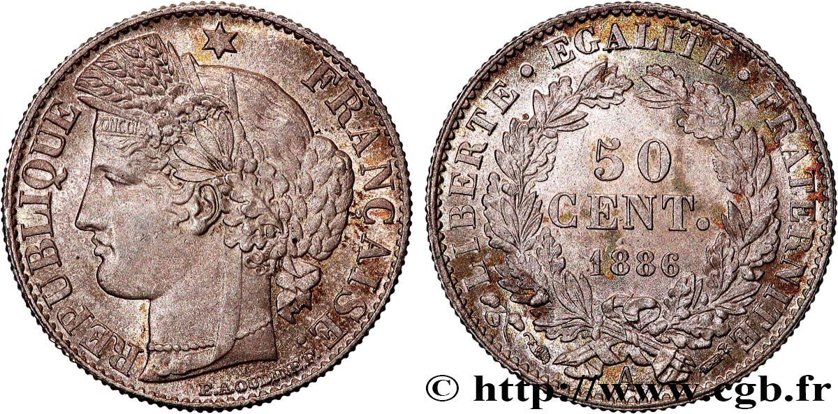 50 centimes Cérès, IIIe République 1886 Paris F.189/11 SC64 