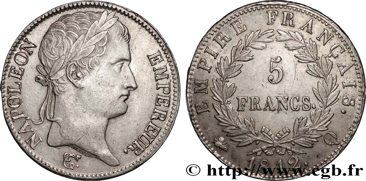 5 francs Napoléon Empereur, Empire français 1812 Perpignan F.307/51 AU 