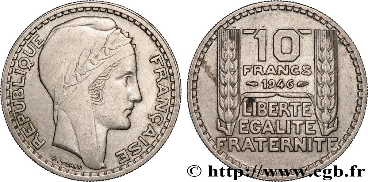 10 francs Turin, grosse tête, rameaux courts 1946  F.361A/2 EBC 