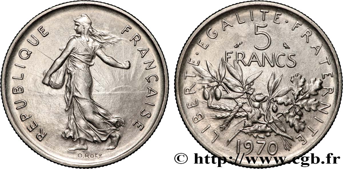 5 francs Semeuse, nickel 1970 Paris F.341/2 MS 