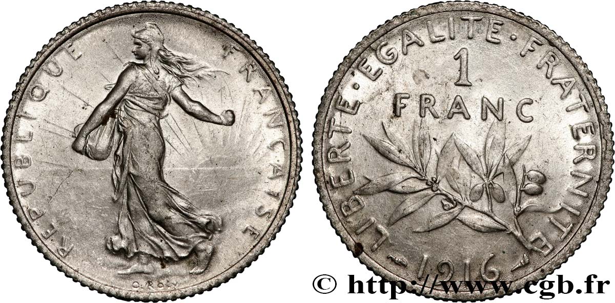 1 franc Semeuse 1916 Paris F.217/22 SPL+ 