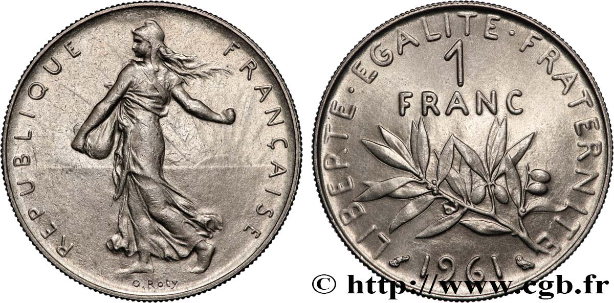 1 franc Semeuse, nickel 1961 Paris F.226/6 AU 