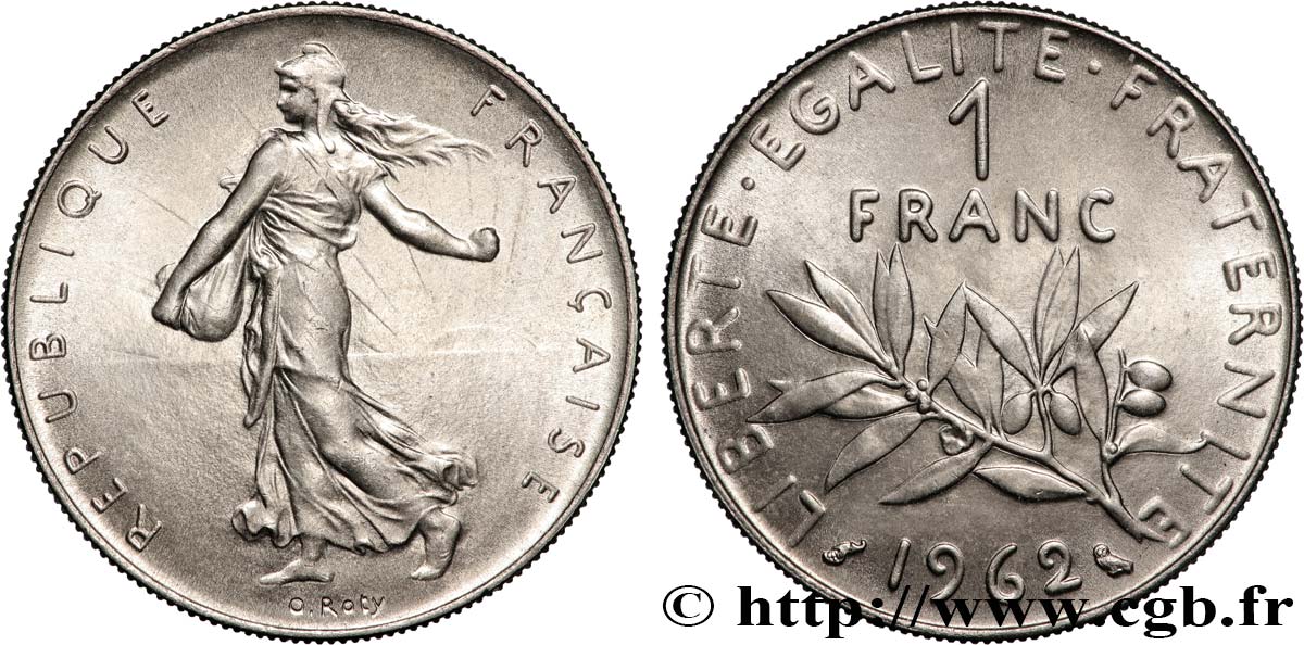 1 franc Semeuse, nickel 1962 Paris F.226/7 MS 