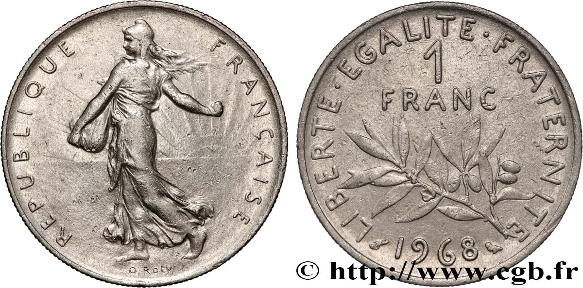 1 franc Semeuse, nickel 1968 Paris F.226/13 XF 