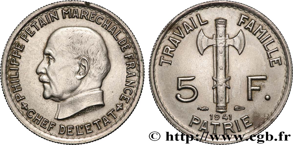 5 francs Pétain 1941  F.338/2 VZ+ 