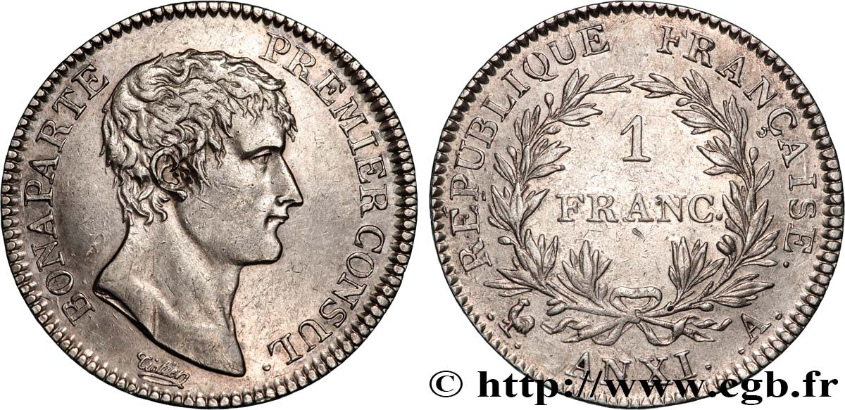 1 franc Bonaparte Premier Consul 1803 Paris F.200/1 AU 