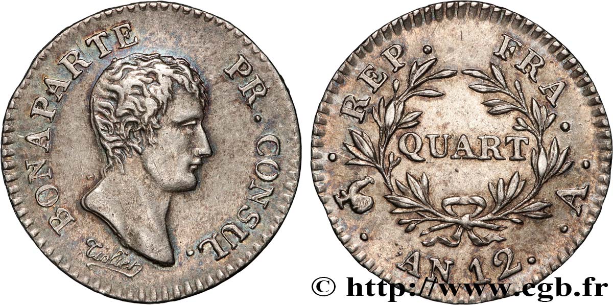 Quart (de franc) Bonaparte Premier Consul 1804 Paris F.157/1 XF 