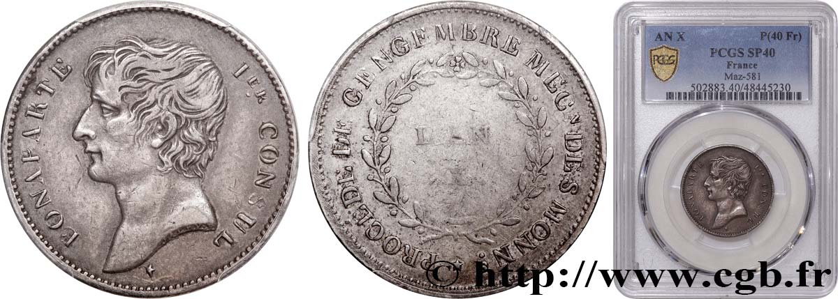 Essai au module de 2 francs Bonaparte par Jaley d après le procédé de Gengembre 1802 Paris Dupré.22 9.7 MBC40 PCGS