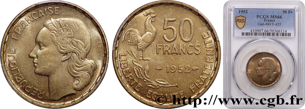 50 francs Guiraud 1952  F.425/8 FDC66 PCGS