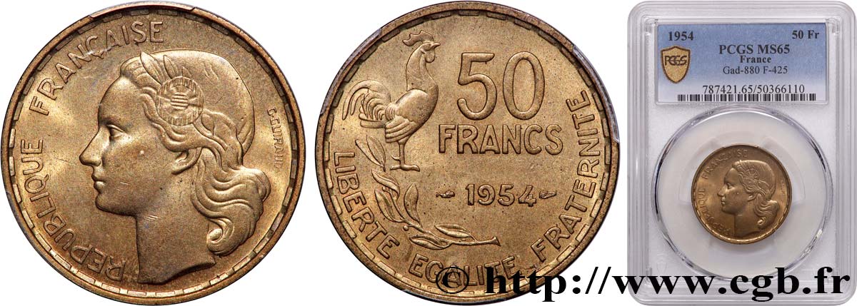 50 francs Guiraud 1954  F.425/12 FDC65 PCGS