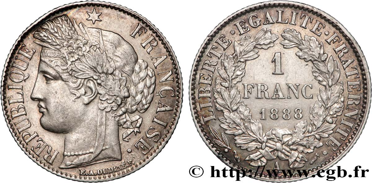 1 franc Cérès, IIIe République 1888 Paris F.216/10 SUP 