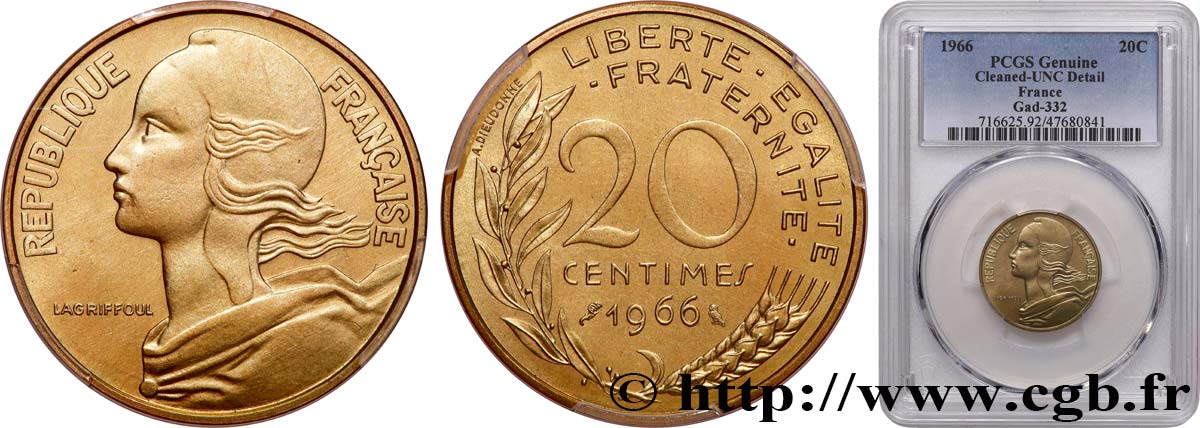 20 centimes Marianne 1966 Paris F.156/6 VZ+ PCGS