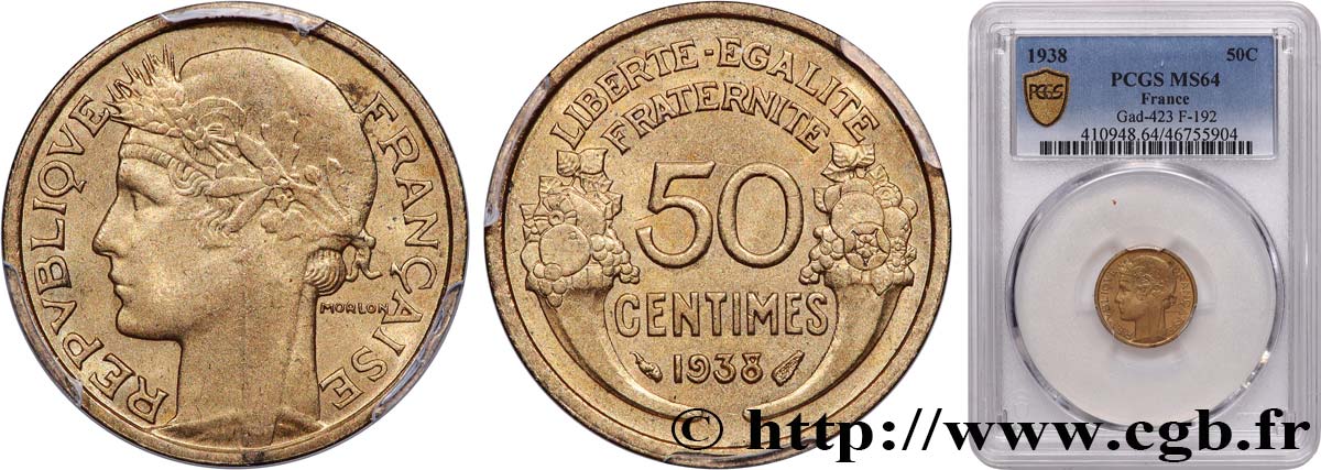 50 centimes Morlon 1938  F.192/14 MS64 PCGS