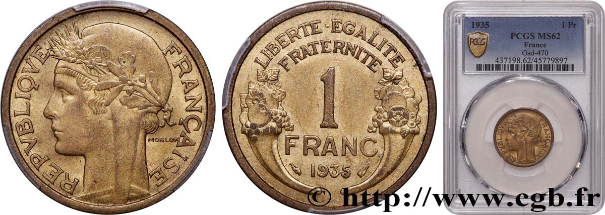 1 franc Morlon 1935 Paris F.219/6 SUP62 PCGS