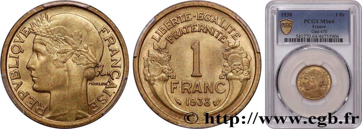 1 franc Morlon 1938 Paris F.219/9 SC64 PCGS