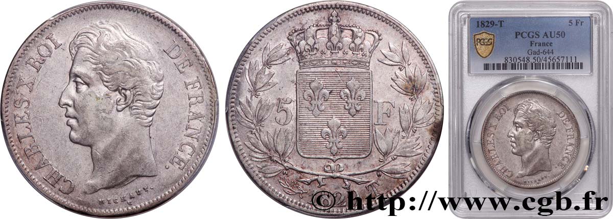 5 francs Charles X, 2e type 1829 Nantes F.311/38 MBC50 PCGS