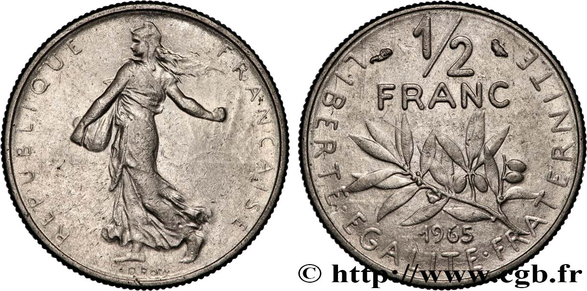 1/2 franc Semeuse 1965 Paris F.198/3 MBC 