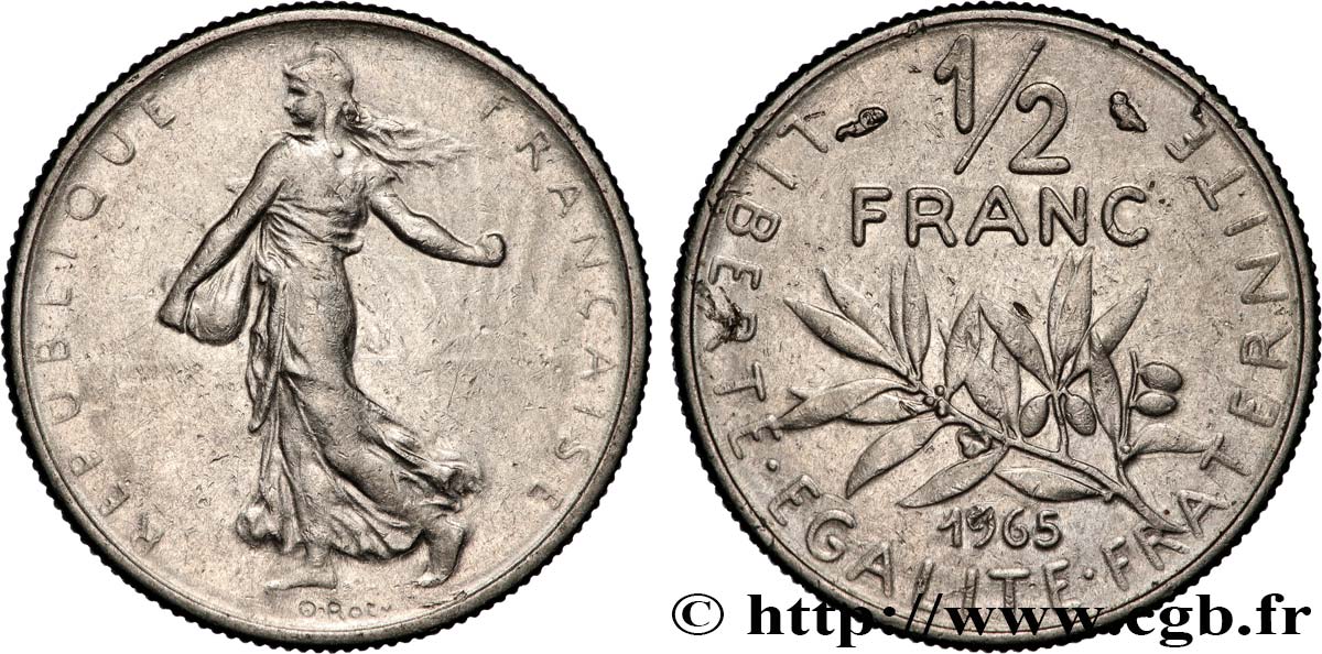 1/2 franc Semeuse 1965 Paris F.198/3 XF 