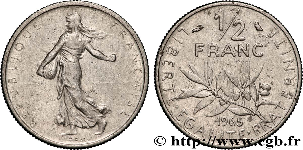 1/2 franc Semeuse 1965 Paris F.198/3 MBC 