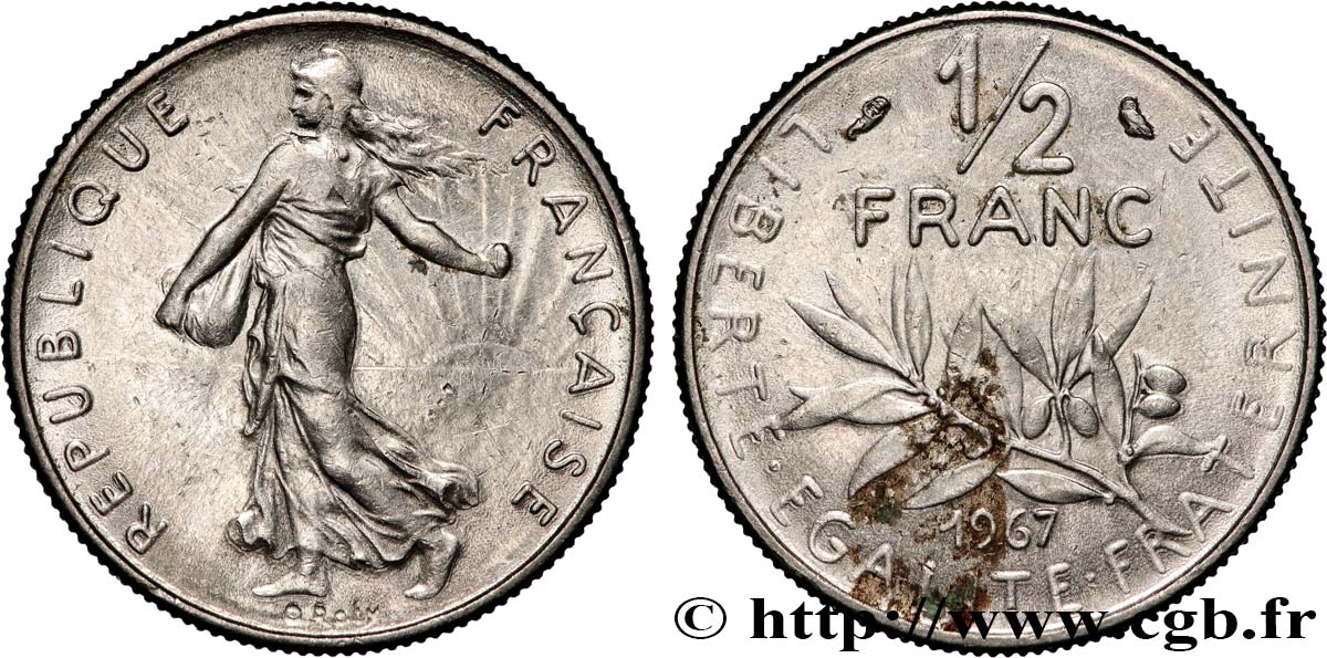 1/2 franc Semeuse 1967 Paris F.198/6 SPL 