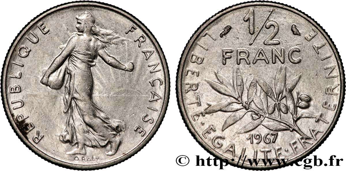 1/2 franc Semeuse 1967 Paris F.198/6 SUP 