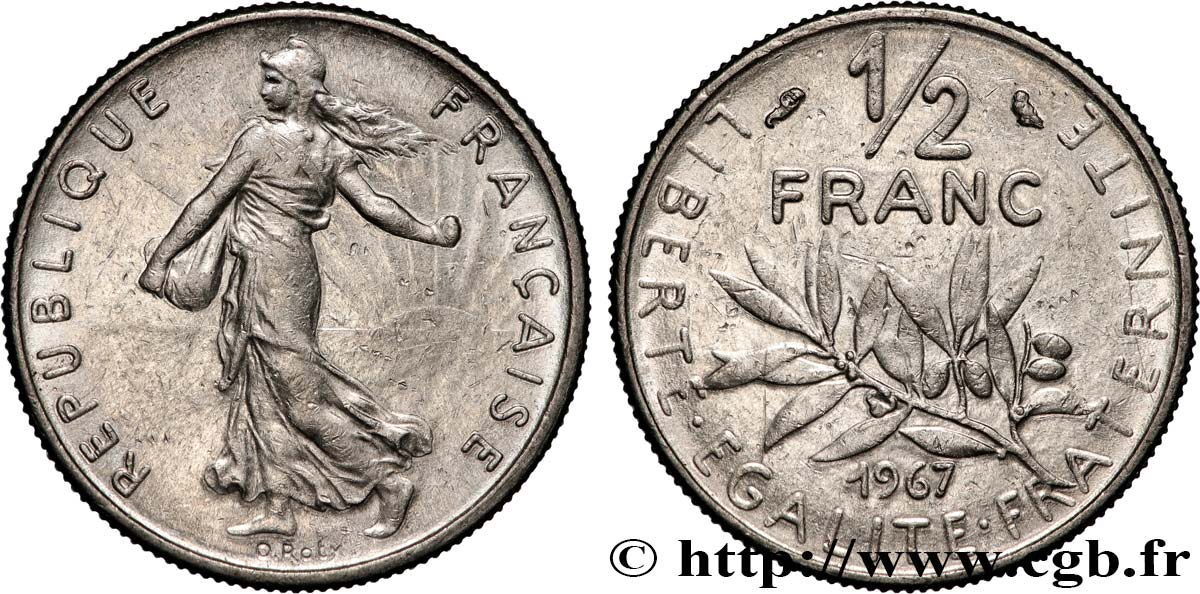 1/2 franc Semeuse 1967 Paris F.198/6 AU 