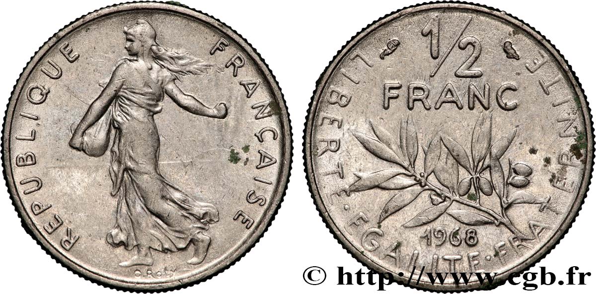 1/2 franc Semeuse 1968 Paris F.198/7 MS 