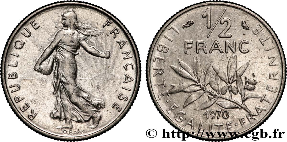 1/2 franc Semeuse 1970 Paris F.198/9 EBC+ 