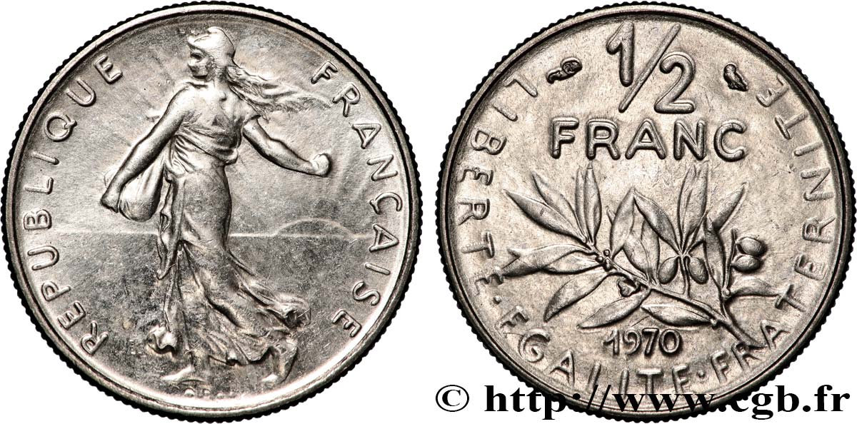 1/2 franc Semeuse 1970 Paris F.198/9 MS 