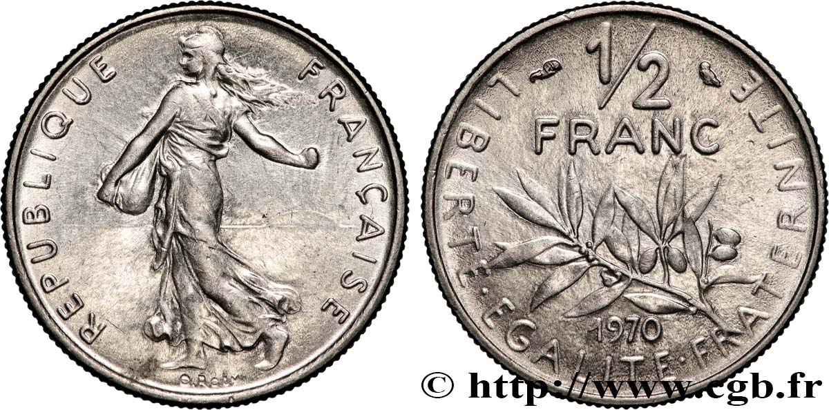 1/2 franc Semeuse 1970 Paris F.198/9 SPL+ 