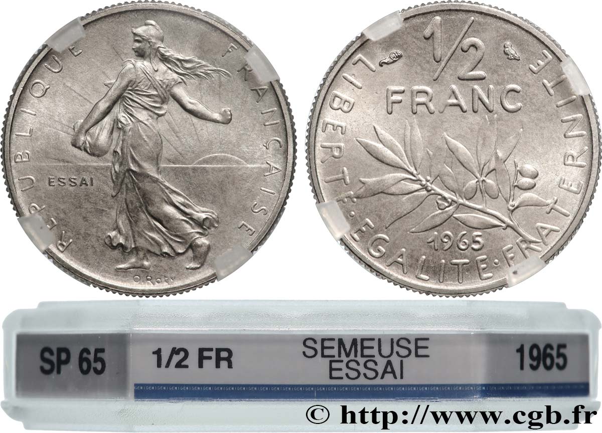 Essai du 1/2 franc Semeuse 1965 Paris F.198/2 MS65 GENI