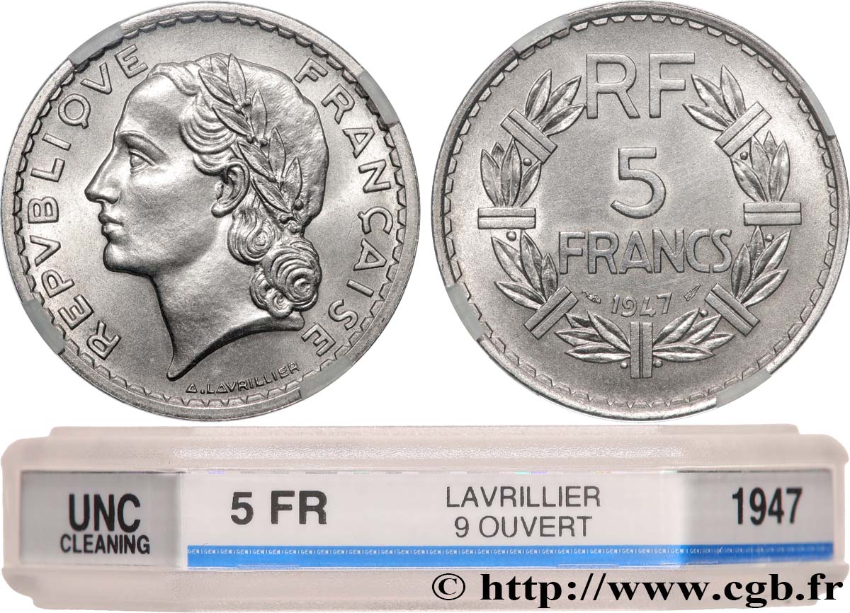 5 francs Lavrillier, aluminium 1947  F.339/9 SUP+ GENI