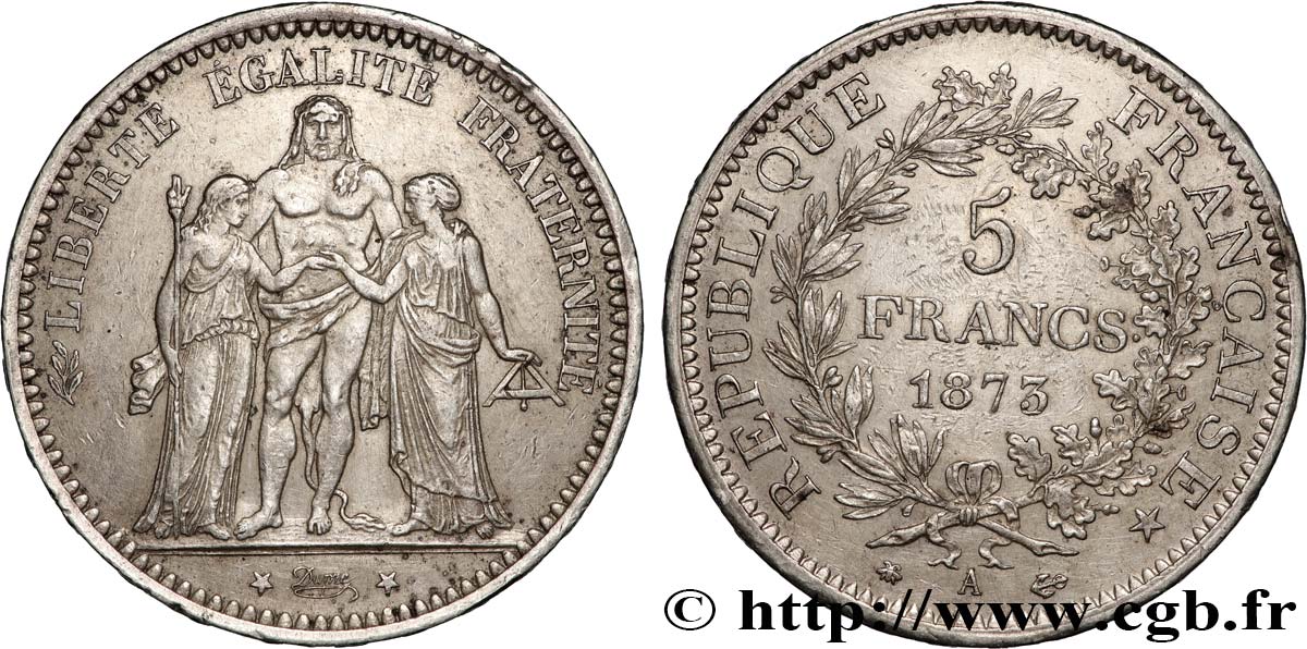 5 francs Hercule 1873 Paris F.334/9 TB+ 