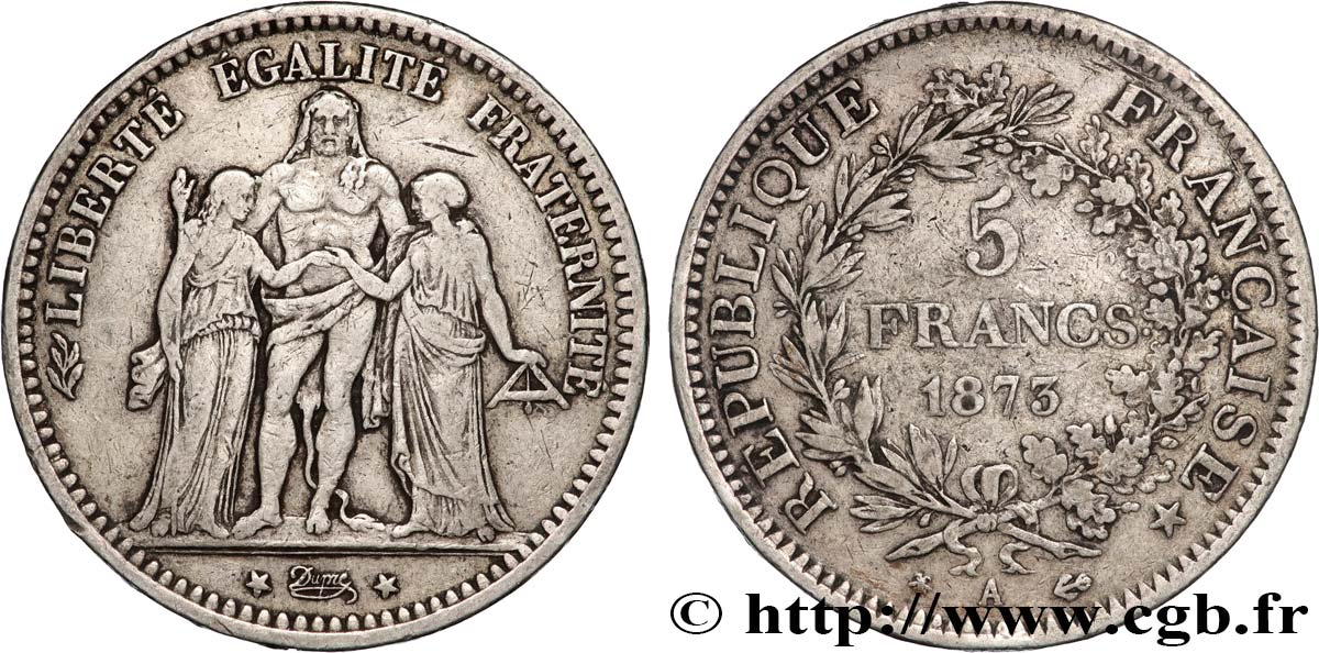 5 francs Hercule 1873 Paris F.334/9 TB 