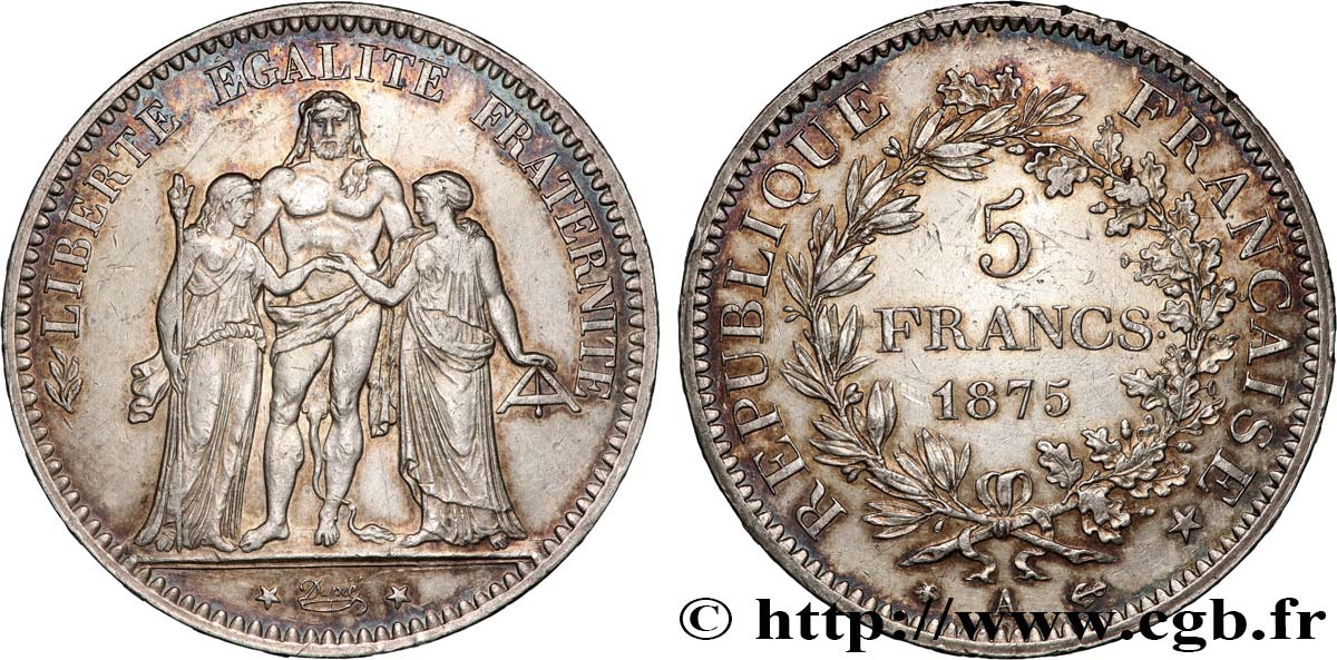 5 francs Hercule 1875 Paris F.334/14 XF 